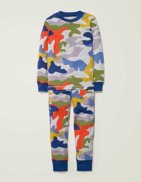 Cosy Long John Pyjamas - Grey Marl Rainbow Camouflage Cosy Long John Pyjamas - Grey Marl Rainbow Camouflage