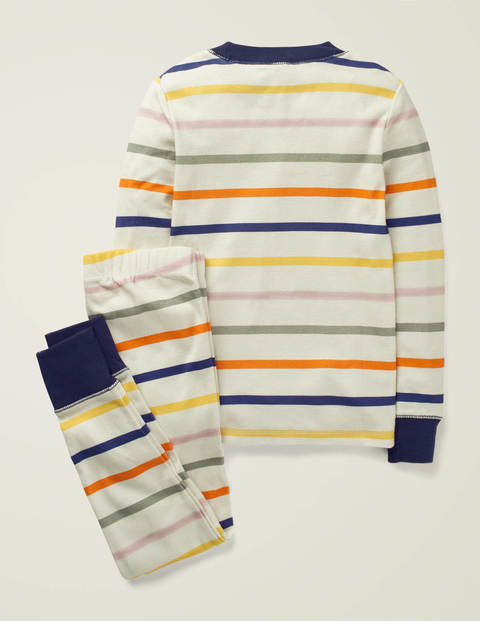 Cosy Long John Pajamas - Oatmeal Marl/Rainbow Cosy Long John Pajamas - Oatmeal Marl/Rainbow