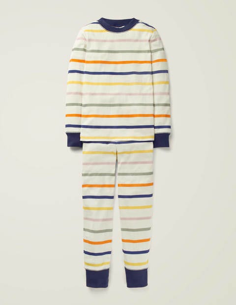 Cosy Long John Pajamas - Oatmeal Marl/Rainbow Cosy Long John Pajamas - Oatmeal Marl/Rainbow