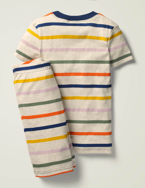 Cosy Short John Pajamas - Oatmeal Marl/Rainbow Cosy Short John Pajamas - Oatmeal Marl/Rainbow