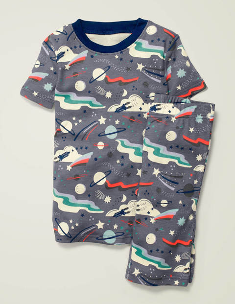 Glow-In-The-Dark Short Johns - Blue Grey Lunar Landing Glow-In-The-Dark Short Johns - Blue Grey Lunar Landing