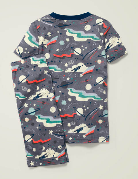 Glow-In-The-Dark Short Johns - Blue Grey Lunar Landing Glow-In-The-Dark Short Johns - Blue Grey Lunar Landing