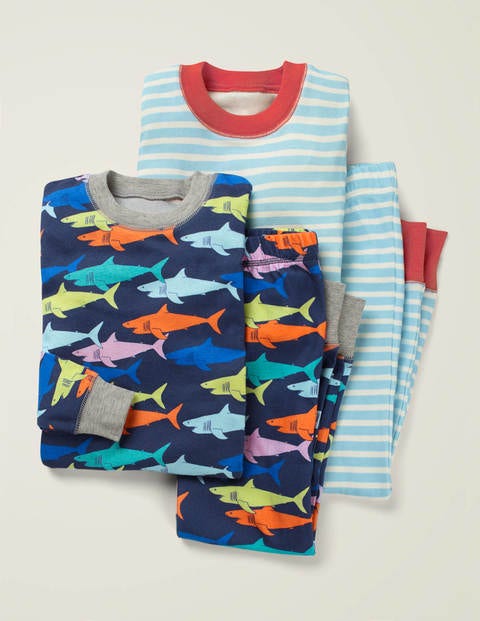 Twin Pack Long Pyjamas - Rainbow Sharks Twin Pack Long Pyjamas - Rainbow Sharks