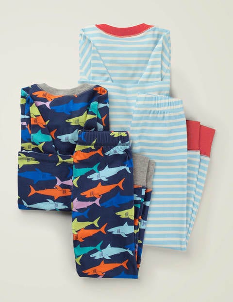 Twin Pack Long Pyjamas - Rainbow Sharks Twin Pack Long Pyjamas - Rainbow Sharks