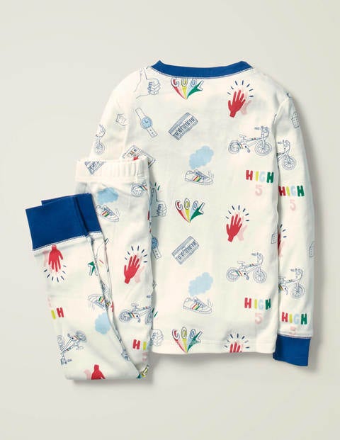 Glow-In-The-Dark Long Pajamas - Ivory Glowing High Five Glow-In-The-Dark Long Pajamas - Ivory Glowing High Five