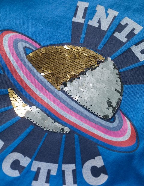 Sequin T-shirt - Bold Blue Planet Sequin T-shirt - Bold Blue Planet
