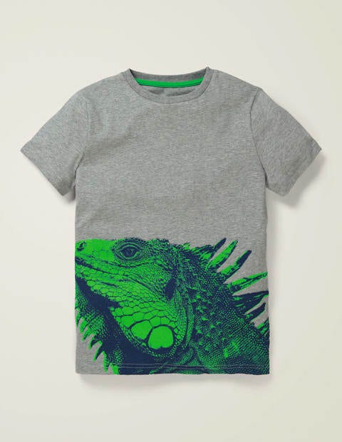 Photographic Animal T-Shirt - Mid Grey Jaspé Iguana Photographic Animal T-Shirt - Mid Grey Jaspé Iguana