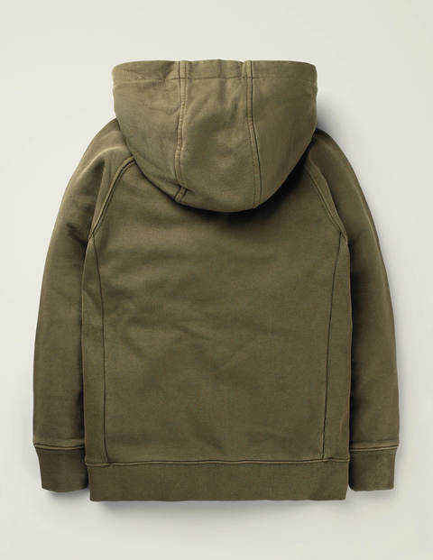 Stückgefärbte Kapuzenjacke Mit Reißverschluss - Khaki Stückgefärbte Kapuzenjacke Mit Reißverschluss - Khaki