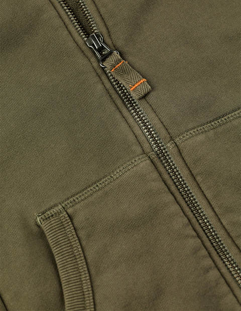 Stückgefärbte Kapuzenjacke Mit Reißverschluss - Khaki Stückgefärbte Kapuzenjacke Mit Reißverschluss - Khaki