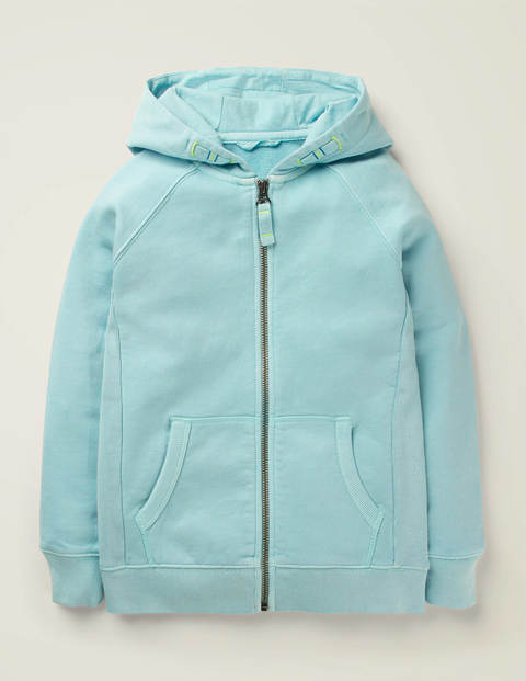 Stückgefärbte Kapuzenjacke Mit Reißverschluss - Helles Himmelblau Stückgefärbte Kapuzenjacke Mit Reißverschluss - Helles Himmelblau
