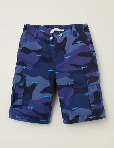 Cargoshorts - Kräftiges Blau, Camouflage-Haie Cargoshorts - Kräftiges Blau, Camouflage-Haie