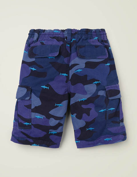 Cargoshorts - Kräftiges Blau, Camouflage-Haie Cargoshorts - Kräftiges Blau, Camouflage-Haie