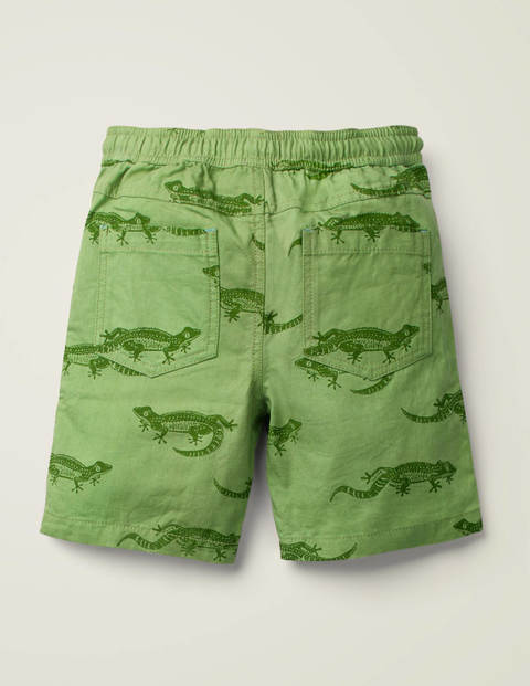 Vorgewaschene Canvas-Shorts - Brokkoligrün, Geckos Vorgewaschene Canvas-Shorts - Brokkoligrün, Geckos