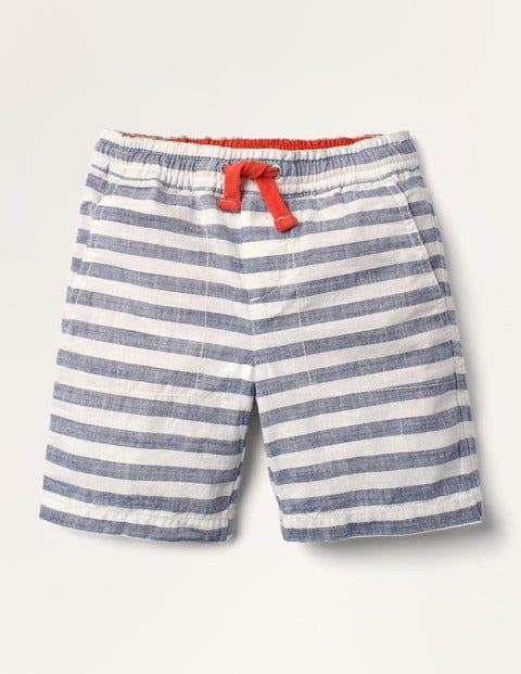 Washed Canvas Pull-On Shorts - College Blue/Ivory Washed Canvas Pull-On Shorts - College Blue/Ivory