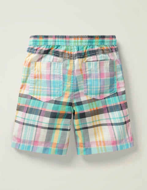 Vorgewaschene Canvas-Shorts - Helles Pink/Blau, Madraskaro Vorgewaschene Canvas-Shorts - Helles Pink/Blau, Madraskaro