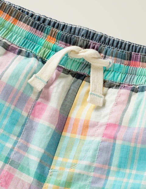 Vorgewaschene Canvas-Shorts - Helles Pink/Blau, Madraskaro Vorgewaschene Canvas-Shorts - Helles Pink/Blau, Madraskaro