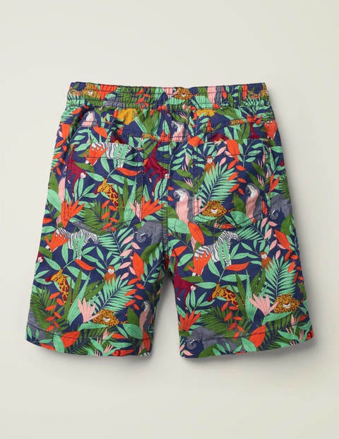 Washed Canvas Pull-On Shorts - Violet Blue Jungle Washed Canvas Pull-On Shorts - Violet Blue Jungle
