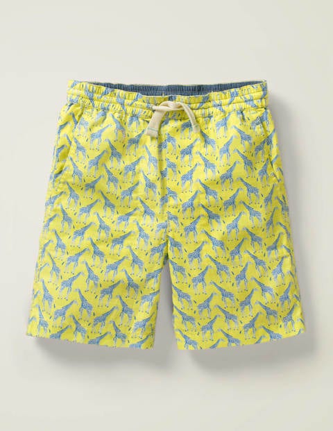 Washed Canvas Pull-on Shorts - Daffodil Yellow Giraffe Washed Canvas Pull-on Shorts - Daffodil Yellow Giraffe