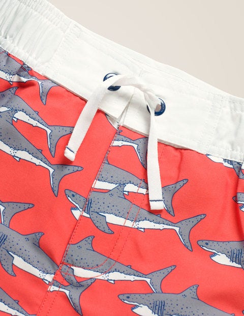 Board Shorts - Red Tiny Sharks Board Shorts - Red Tiny Sharks