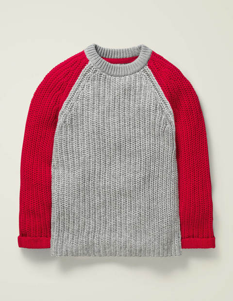 Pull de matelot col rond - Orange crépuscule/motif torsadé gris Pull de matelot col rond - Orange crépuscule/motif torsadé gris