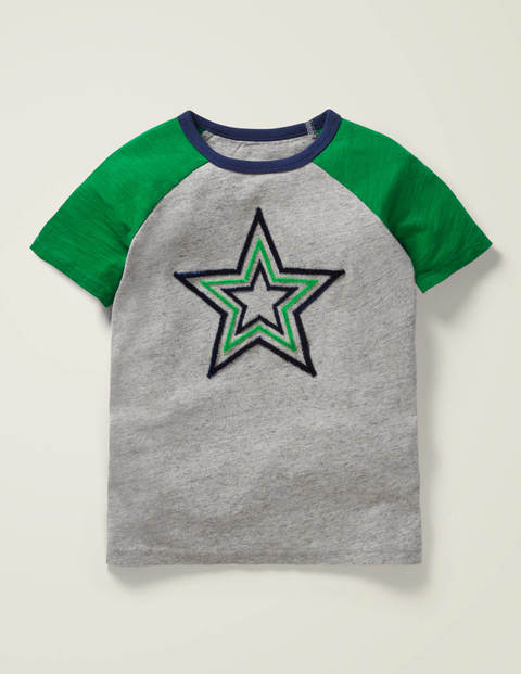 Textured Star Raglan T-Shirt - Grey Marl Textured Star Raglan T-Shirt - Grey Marl