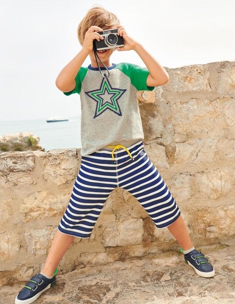 Textured Star Raglan T-Shirt - Grey Marl Textured Star Raglan T-Shirt - Grey Marl