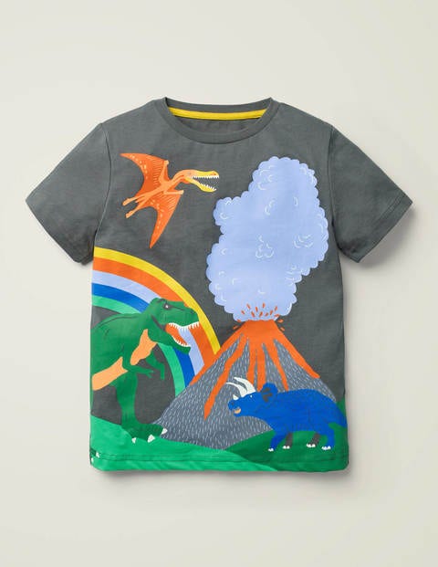 Tropical Scene T-Shirt - Smoke Grey Dinosaur Tropical Scene T-Shirt - Smoke Grey Dinosaur