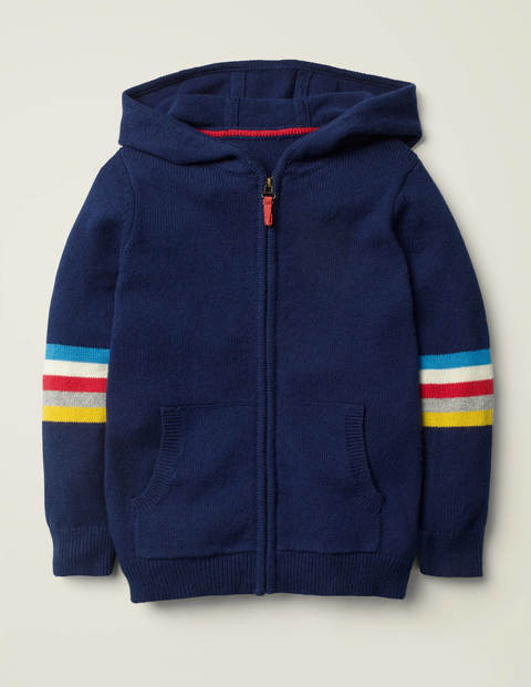 Zip-Through Knitted Hoodie - College Blue Zip-Through Knitted Hoodie - College Blue