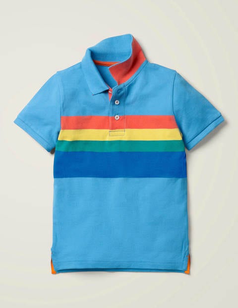 Piqué-Poloshirt - Surfbrett-Blau/Bunt Piqué-Poloshirt - Surfbrett-Blau/Bunt