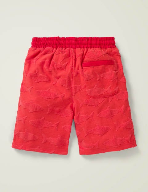 Textured Sweatshorts - Red Jacquard Sharks Textured Sweatshorts - Red Jacquard Sharks