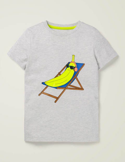 T-Shirt Mit Obst- Und Gemüsemotiv - Silbergrau Meliert, Banane T-Shirt Mit Obst- Und Gemüsemotiv - Silbergrau Meliert, Banane