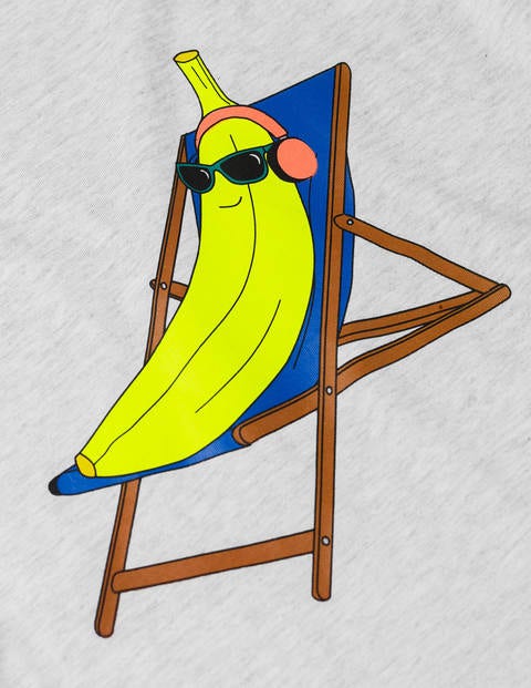 T-Shirt Mit Obst- Und Gemüsemotiv - Silbergrau Meliert, Banane T-Shirt Mit Obst- Und Gemüsemotiv - Silbergrau Meliert, Banane