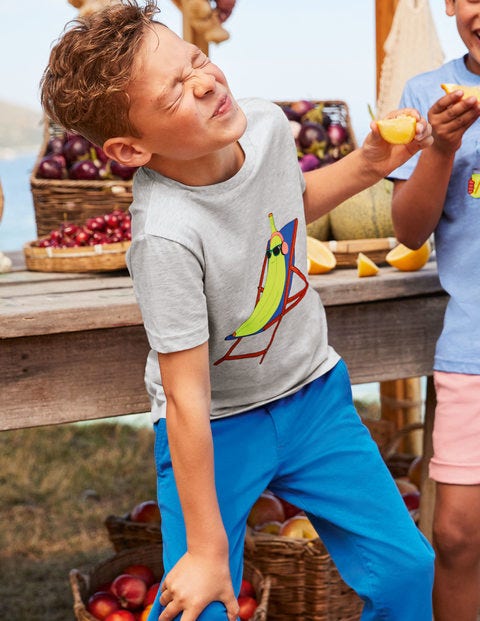 T-Shirt Mit Obst- Und Gemüsemotiv - Silbergrau Meliert, Banane T-Shirt Mit Obst- Und Gemüsemotiv - Silbergrau Meliert, Banane