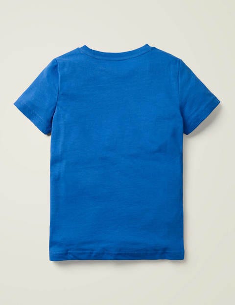 T-Shirt Mit Cooler Katze Als Flockdruck - Kräftiges Blau, Leopardenmuster T-Shirt Mit Cooler Katze Als Flockdruck - Kräftiges Blau, Leopardenmuster