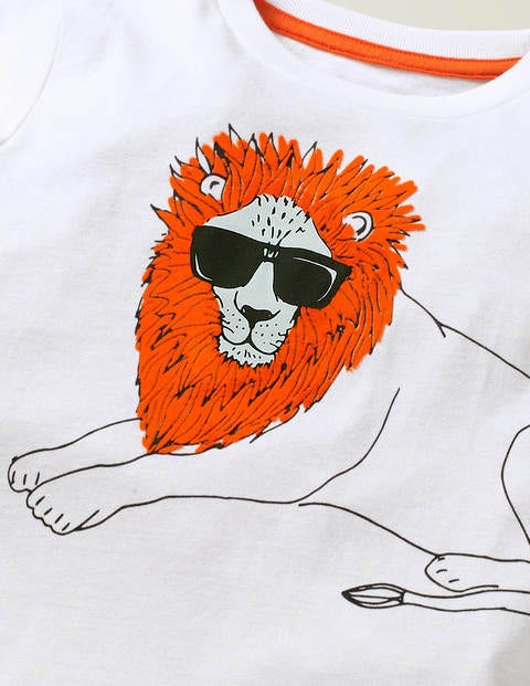 Cool Cat Flocked T-shirt - White Lion Cool Cat Flocked T-shirt - White Lion