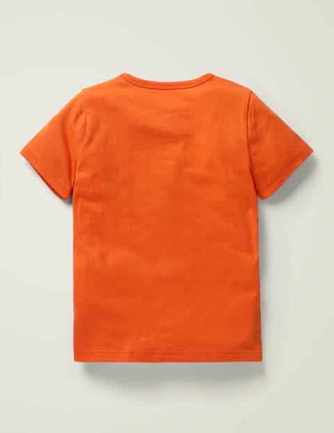 Strukturiertes T-Shirt Mit Buntem Tier - Mandarinenorange, Leguan Strukturiertes T-Shirt Mit Buntem Tier - Mandarinenorange, Leguan