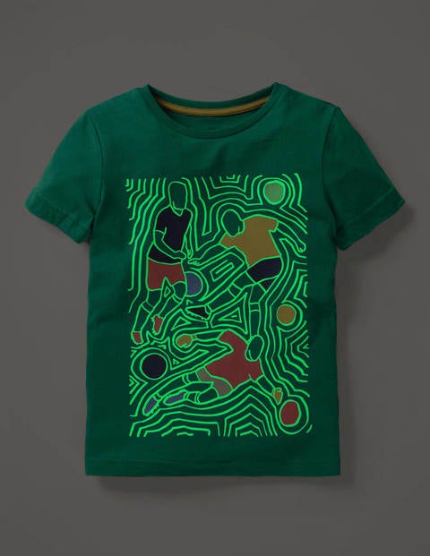 Im Dunkeln Leuchtendes T-Shirt Mit Sportmotiv - Alpengrün, Fußballer Im Dunkeln Leuchtendes T-Shirt Mit Sportmotiv - Alpengrün, Fußballer