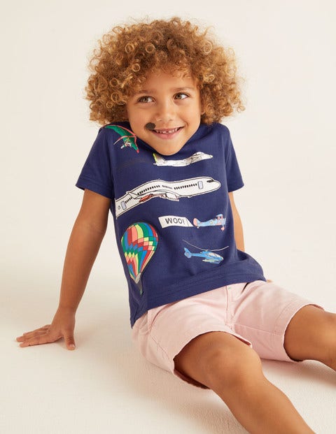 Appliqué Multi Vehicle T-shirt - Indigo Navy Flying Vehicles Appliqué Multi Vehicle T-shirt - Indigo Navy Flying Vehicles