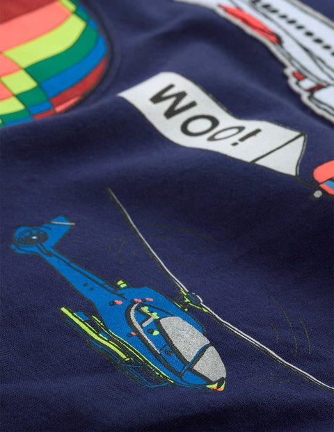 Appliqué Multi Vehicle T-shirt - Indigo Navy Flying Vehicles Appliqué Multi Vehicle T-shirt - Indigo Navy Flying Vehicles