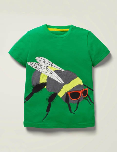Neues Fröhliches Garten-T-Shirt - Smaragdgrün Meliert, Biene Neues Fröhliches Garten-T-Shirt - Smaragdgrün Meliert, Biene