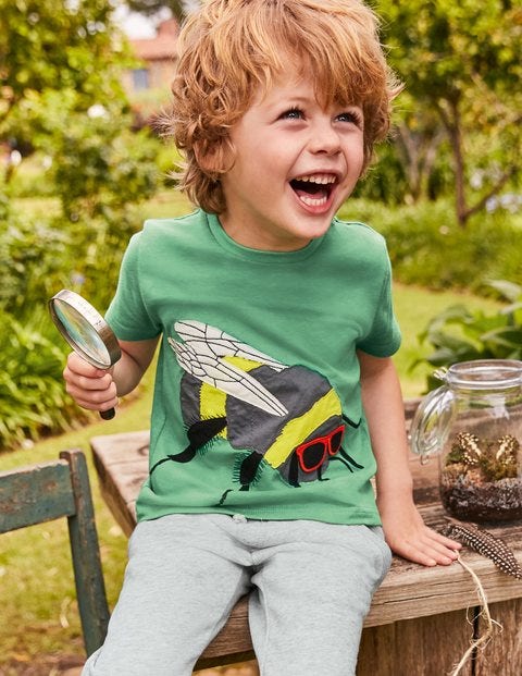 Neues Fröhliches Garten-T-Shirt - Smaragdgrün Meliert, Biene Neues Fröhliches Garten-T-Shirt - Smaragdgrün Meliert, Biene