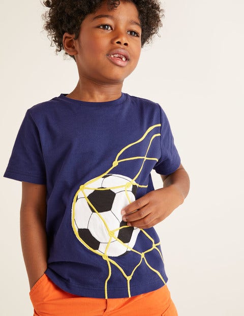 T-Shirt Mit Sportapplikation - Indigoblau, Fußball T-Shirt Mit Sportapplikation - Indigoblau, Fußball