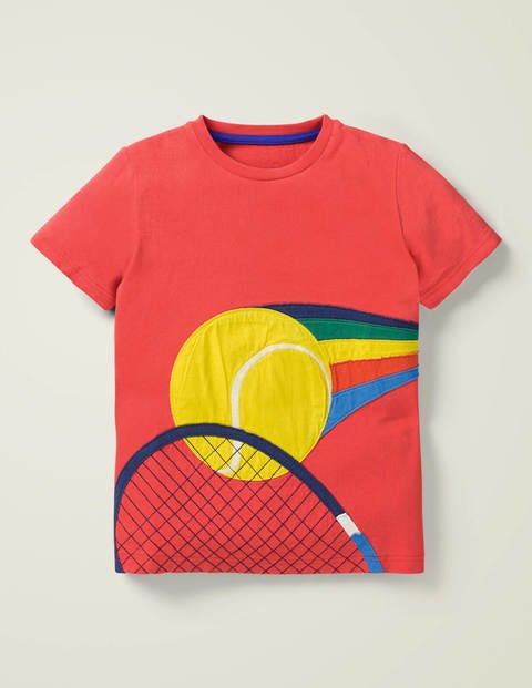 Sports Appliqué T-Shirt - Cherry Tomato Red Tennis Sports Appliqué T-Shirt - Cherry Tomato Red Tennis