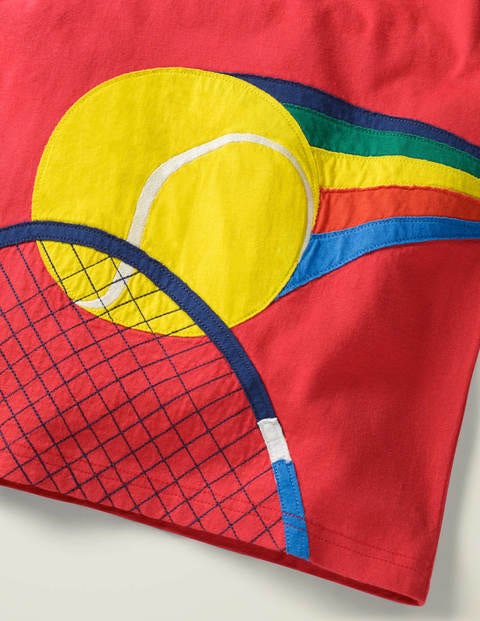 Sports Appliqué T-Shirt - Cherry Tomato Red Tennis Sports Appliqué T-Shirt - Cherry Tomato Red Tennis