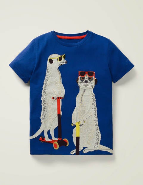 T-Shirt Mit Tierapplikation - Hellblau, Erdmännchen T-Shirt Mit Tierapplikation - Hellblau, Erdmännchen