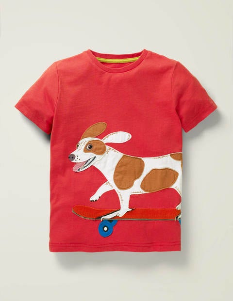 Animal Appliqué T-Shirt - Cherry Tomato Red Dog Animal Appliqué T-Shirt - Cherry Tomato Red Dog