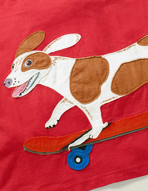 Animal Appliqué T-Shirt - Cherry Tomato Red Dog Animal Appliqué T-Shirt - Cherry Tomato Red Dog