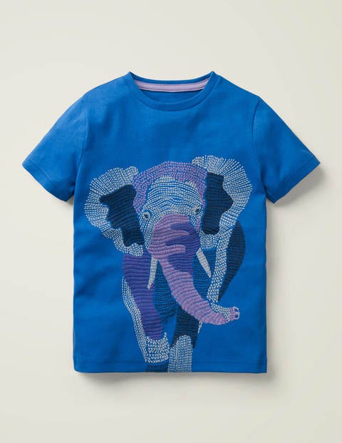 Oberteil mit Superstitch-Tieren - Kräftiges Blau, Elefant Oberteil mit Superstitch-Tieren - Kräftiges Blau, Elefant