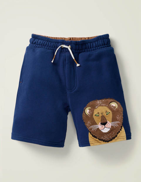 Sweatshorts Mit Applikation - Schuluniform-Navy, Löwe Sweatshorts Mit Applikation - Schuluniform-Navy, Löwe