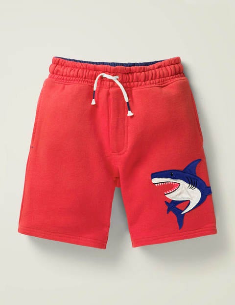 Appliqué Sweatshorts - Cherry Tomato Shark Appliqué Sweatshorts - Cherry Tomato Shark